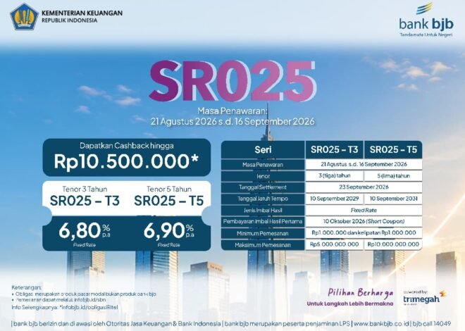 Bank Bjb Hadirkan Investasi Pilihan SR025 Mulai Rp1 Juta